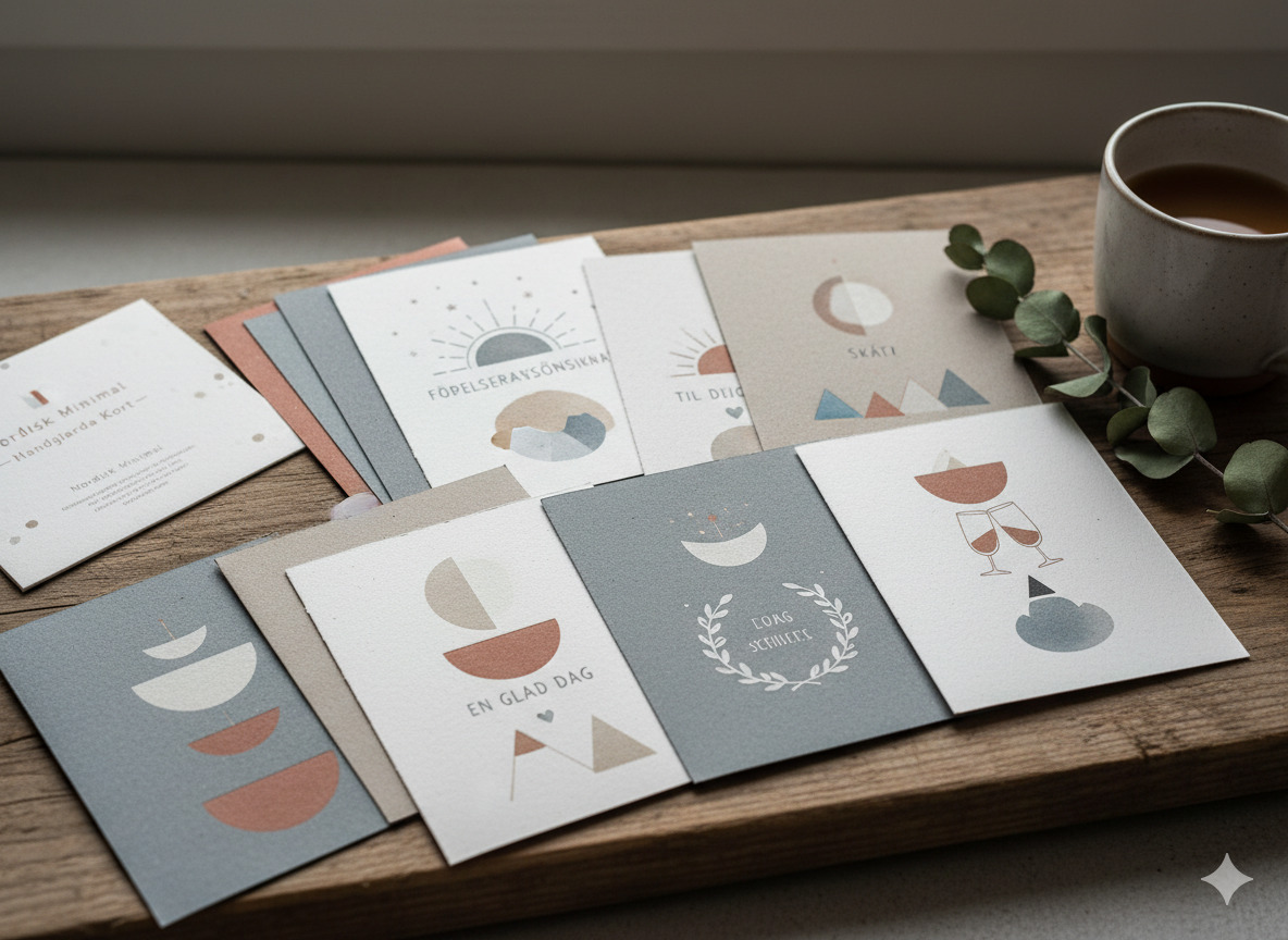 Handgjorda gratulationskort i nordisk stil
